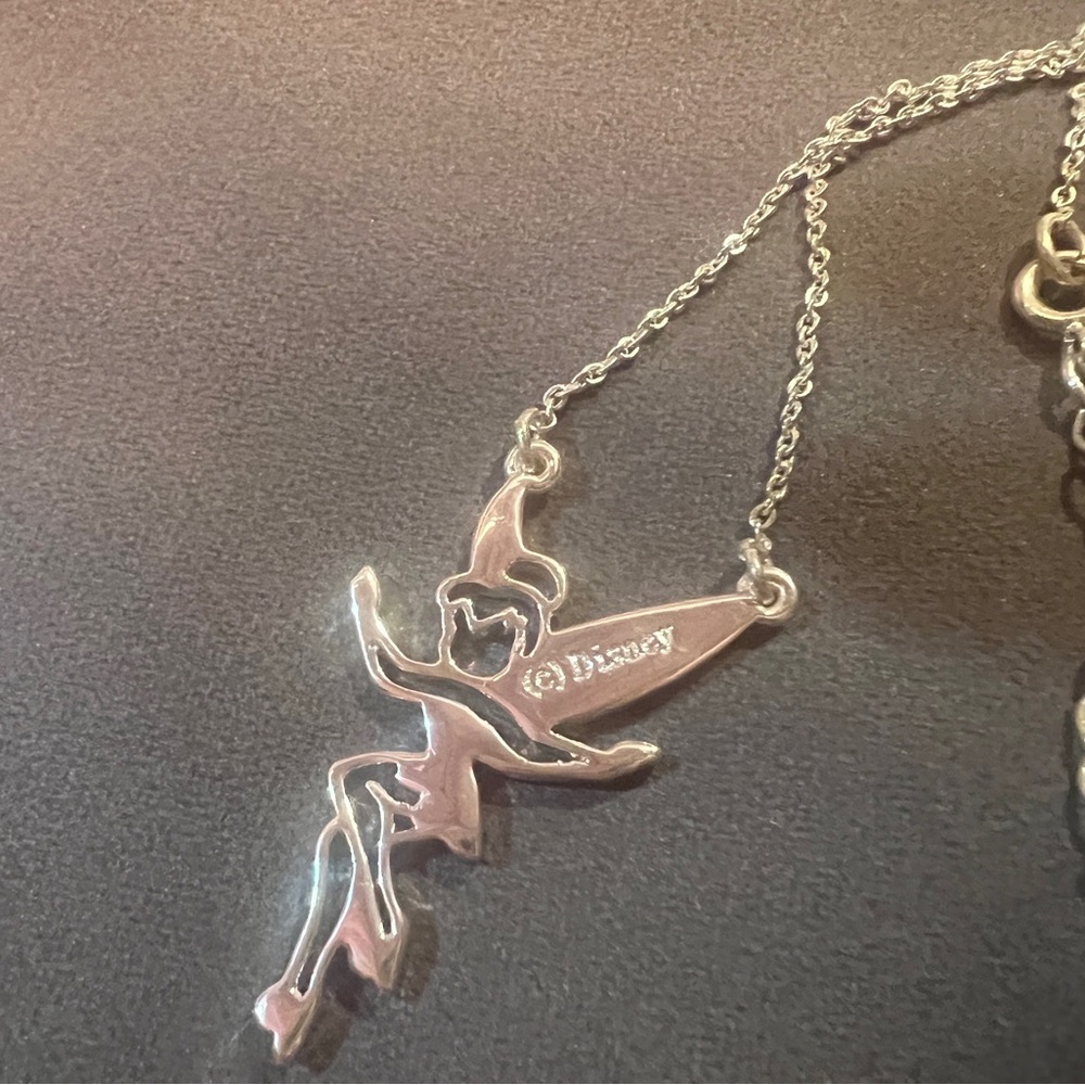 Disney Tinker Bell Silver Fairy Necklace Whimsical Pendant - Picture 4 of 4
